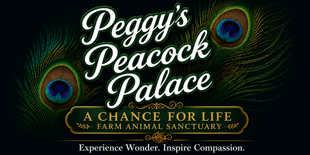 Peggy's Peacock Palace and A Chance For Life Farm Animal Sanctuary logo